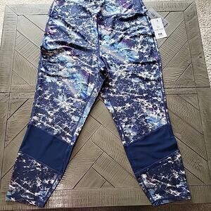 Nine West Activewear Womens 2X Legging Blue Purple Stretch Moisture Wick NWT